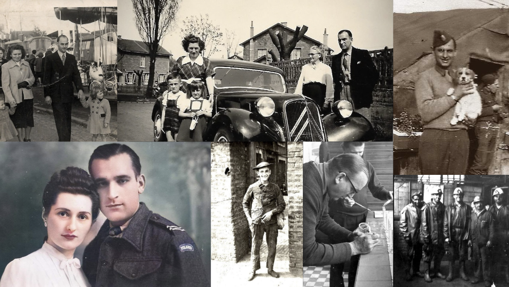 Collage d'archives familiales Ciesielski : portraits et moments de vie du Nord